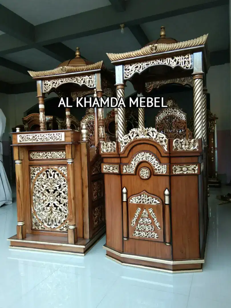 Terima pesanan mimbar kubah masjid free ongkir bahan kayu jati