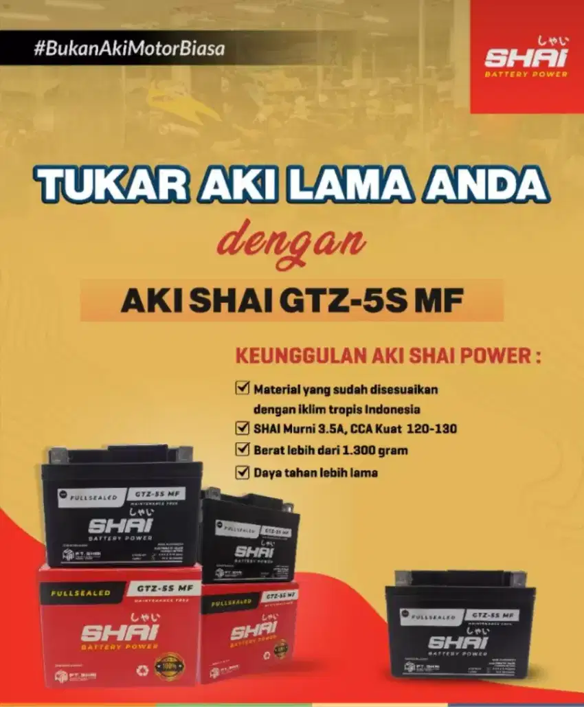 [ORIGINAL] AKI KERING SHAI GTZ-5S MF 12V 3,5AH AKI MOTOR