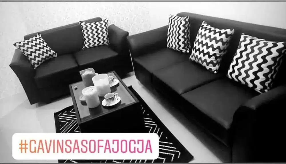 Premium Sofa 2-1-1 Model Astin , Bahan Oscar Hitam, GARANSI