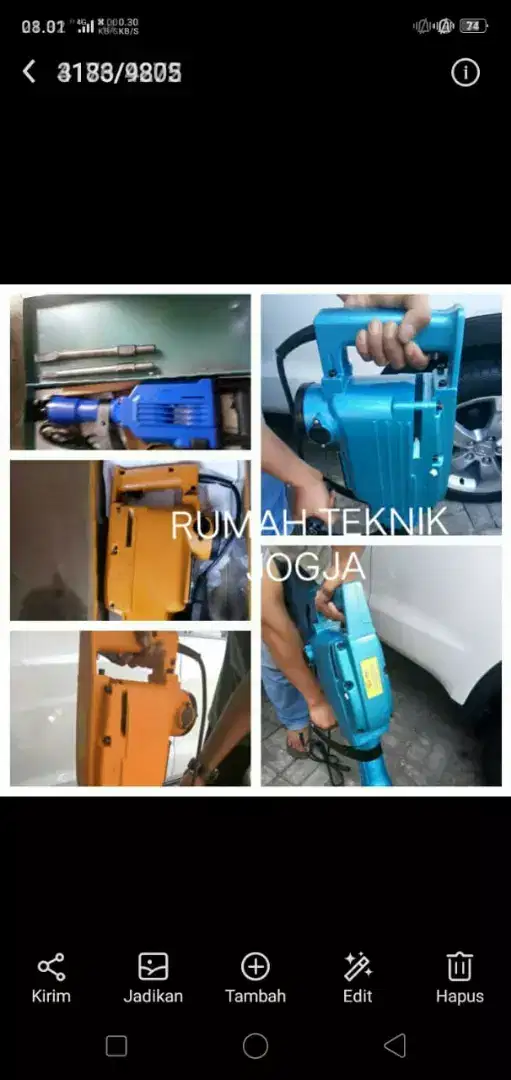 Mesin jak hammer, bor bobok beton, aspal