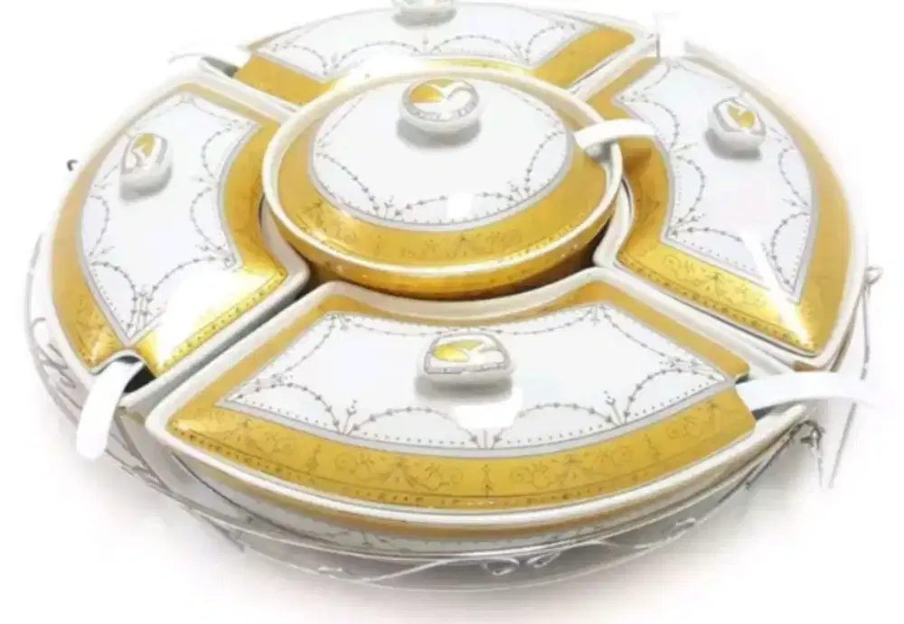 Vicenza Wadah saji prasmanan keramik roda putar lauk ketupat Hari Raya