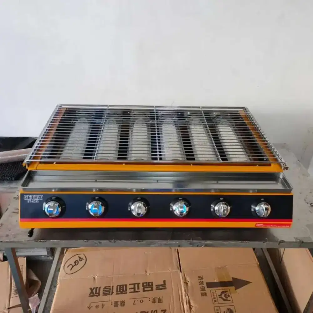 Kompor Gas Panggang Getra 6 Tungku ET-K333 Panjang Jumbo