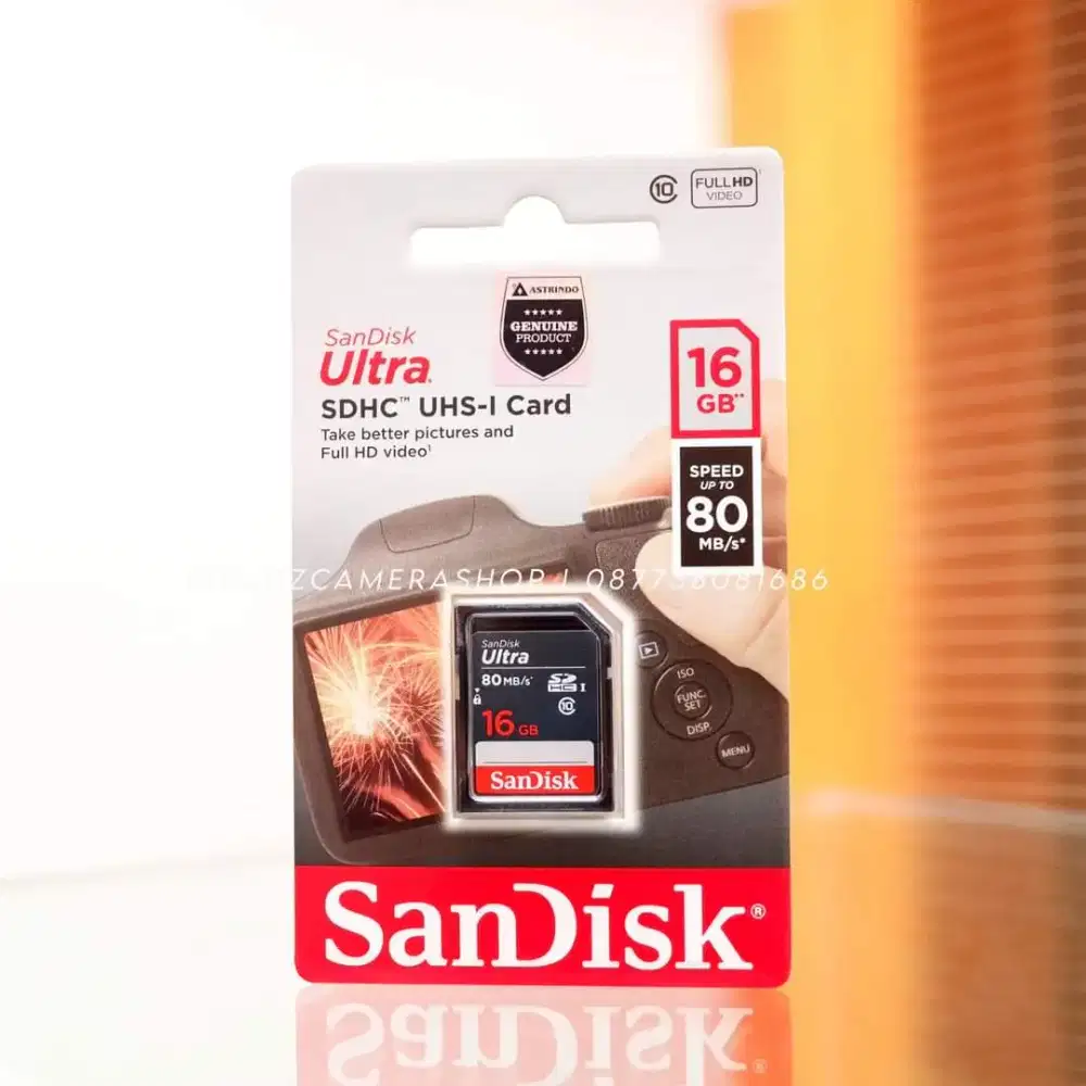 Memory SD Card Sandisk 16GB Ultra Class 10