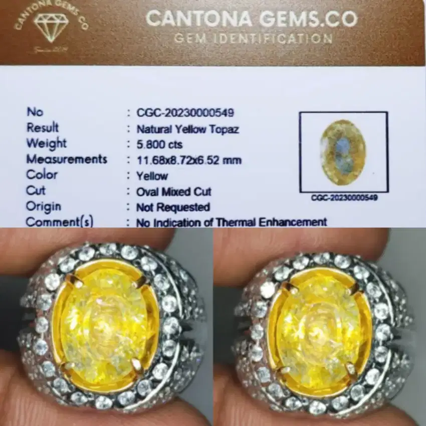 NATURAL YELLOW TOPAZ 5.800 CTS HQ