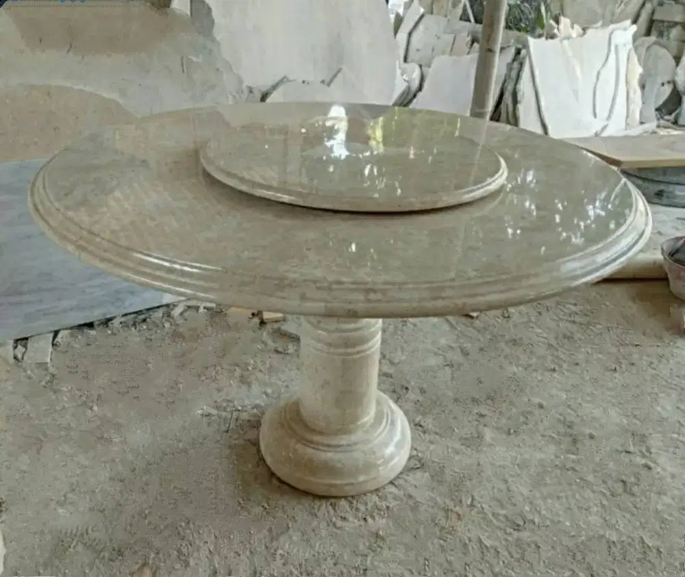 Meja Marmer Bundar Model Putar