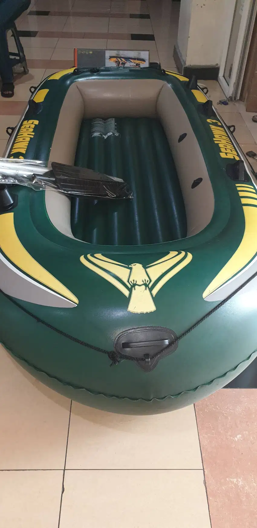Perahu Karet INTEX SEAHAWK Muat 3 Orang BahanTebel Sama Dayung 2,Pompa
