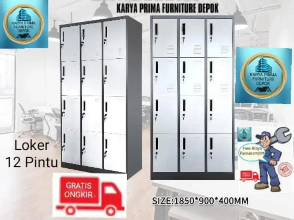 Lemari Loker 12 Pintu 1850x900x400 baru 2.350.000 free ongkir pasang.