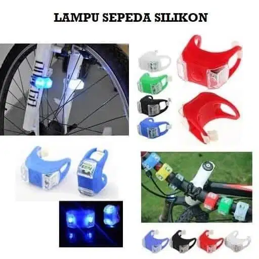 Lampu Sepeda Silikon Depan Belakang Waterproof /Lampu LED Sepeda 3Mode