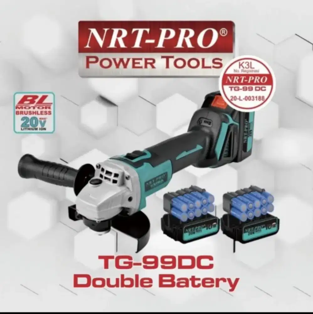 Gerinda cordless baterai NRT PRO KOREA 2 baterai promo brushless