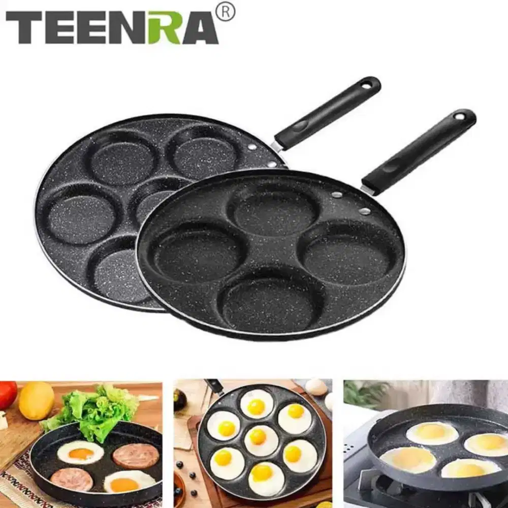 Teflon panci telor omelet egg fyring pan non-stick 4holes