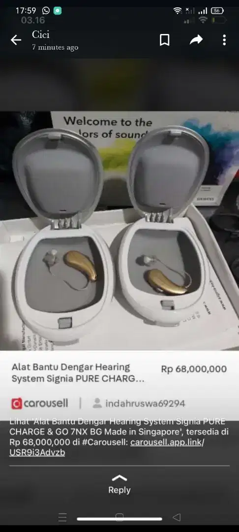 Di Jual ABD Signia pure charge & go 7NX BG made in German