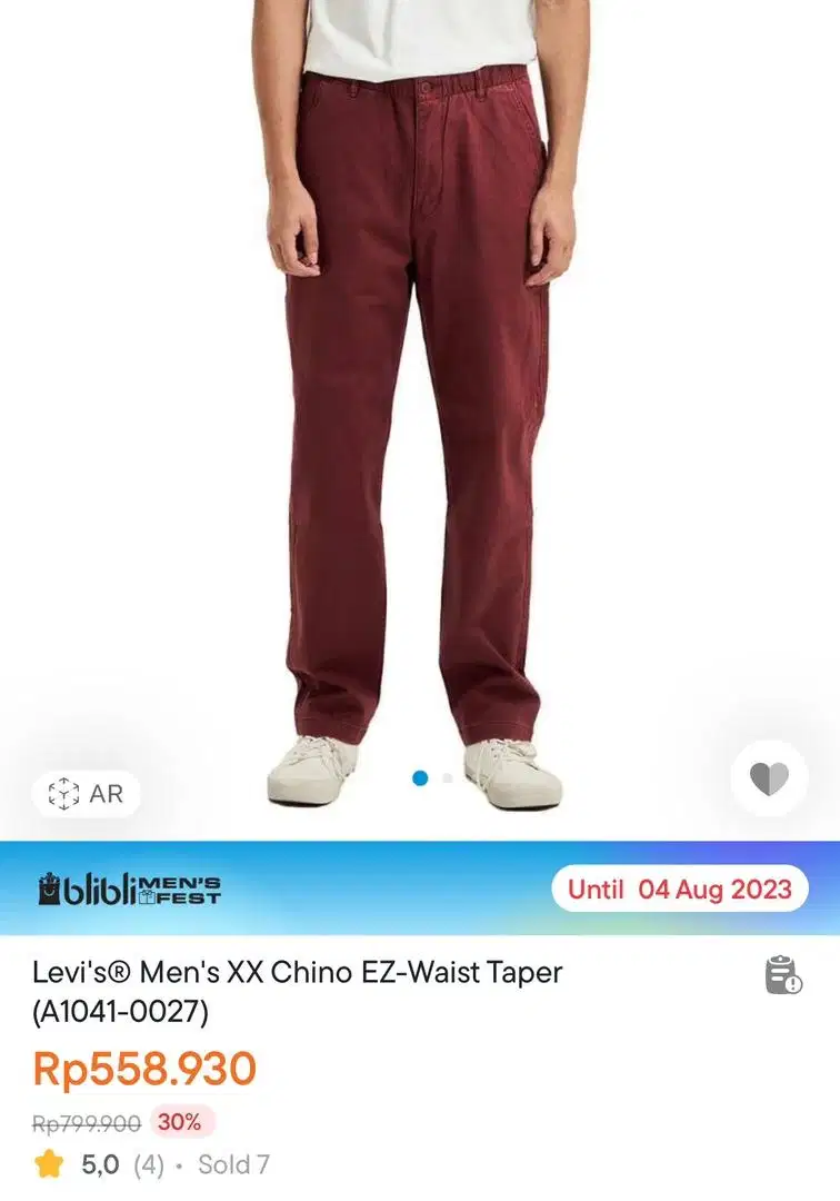 Celana levis men chino xx EZ Taper - Waist taper red