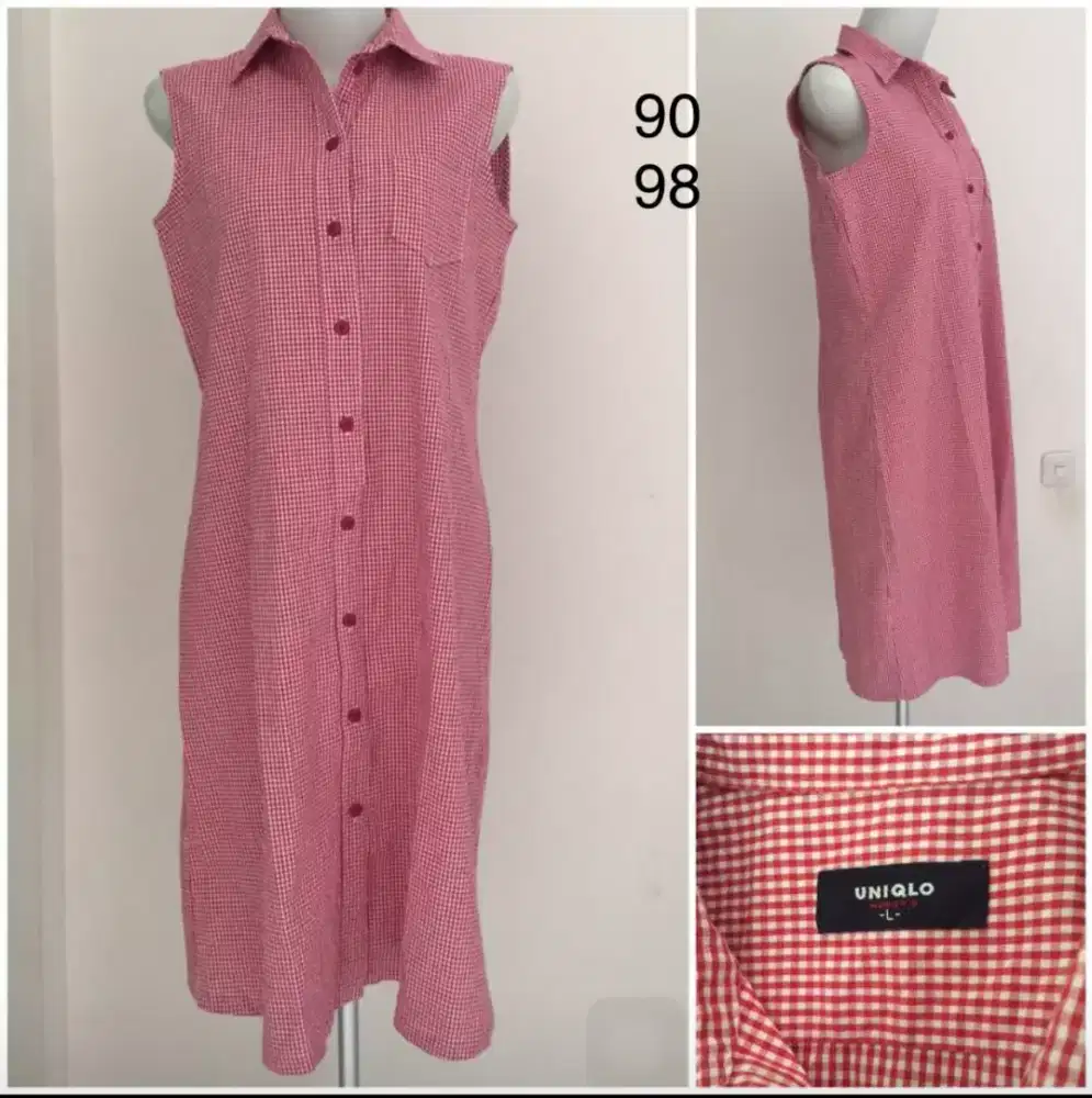 Preloved dress kotak merah Uniqlo