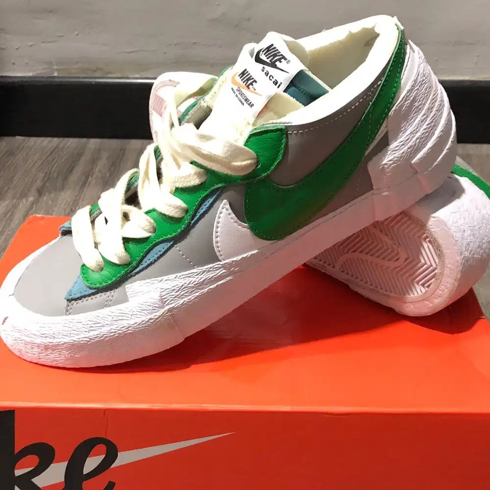 Sepatu Nike Blazer Low Sacai Classic Grey Green size 43