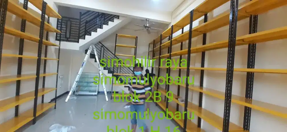 Rak besi siku lubang bisa bongkar pasang cat open coating plat tebal