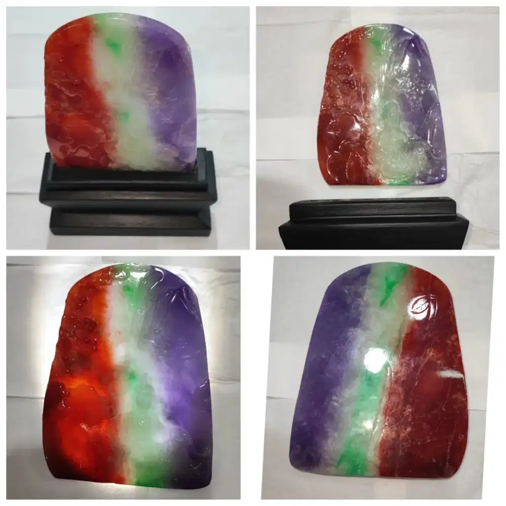 Batu Giok Burma Myanmar Asli Ukir Dewi Kwan Im 4 Warna Plus Sertifikat