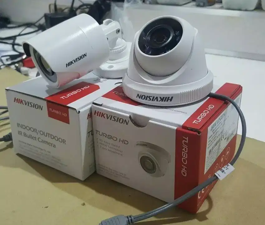 Paket komplit 2 camera cctv Hikvision 2 Mp include pemasangan.