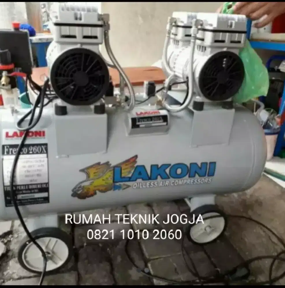 (RUMAH TEKNIK JOGJA) kompresor listrik 2 hp ,oiless , 60 liter
