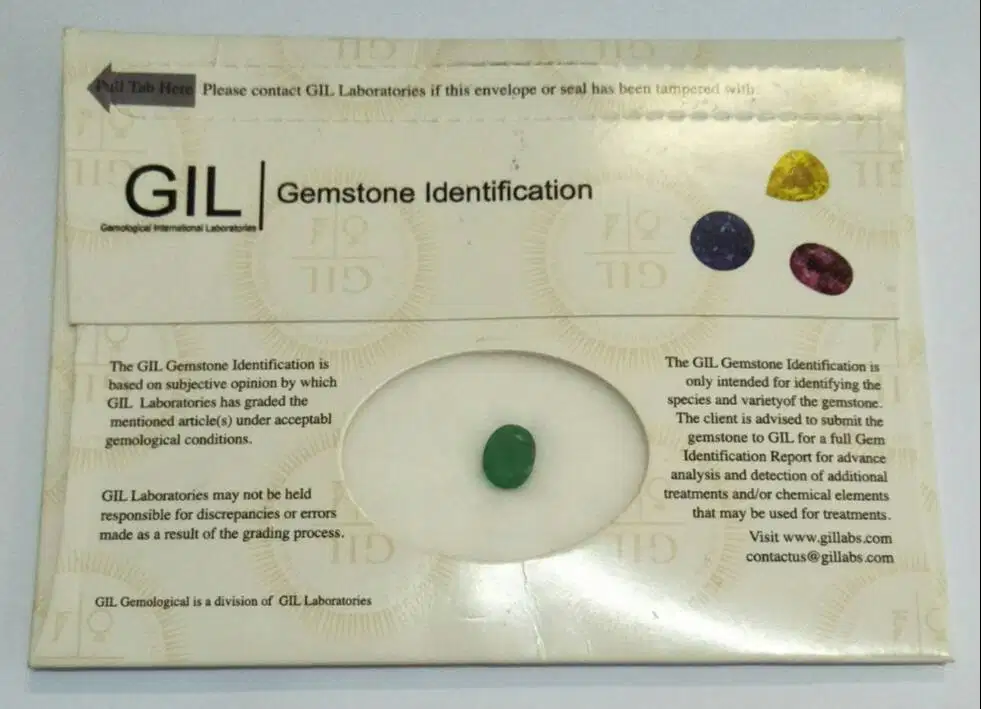 1,71 carat natural emerald with certificat from GIL Thailand