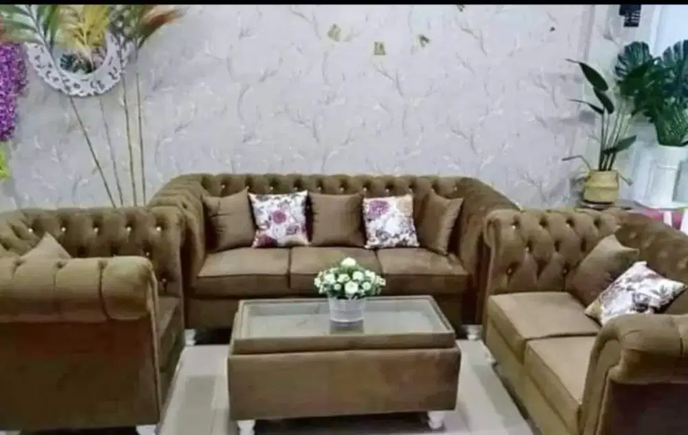 Sofa klasik mewah kancing seribu