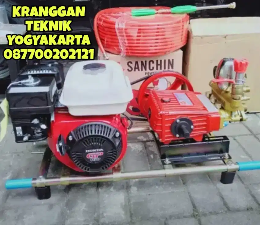 (KRANGGAN TEKNIK)sprayer sanchin  + mesin bensin Honda steam cuci