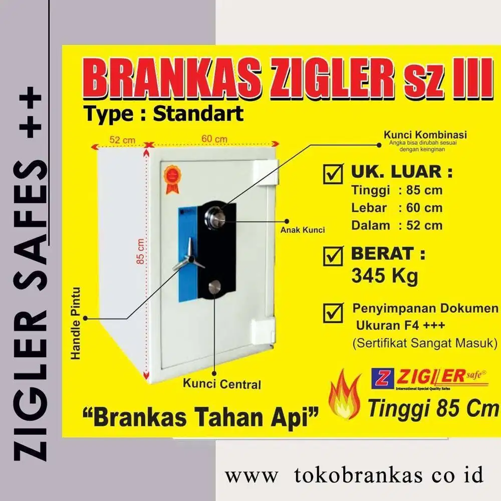 Brankas Tahan Api (Tinggi 85 ) Safe ZIGLER sz. III