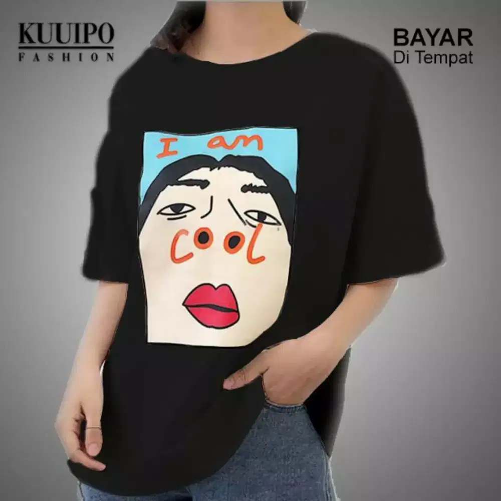 T shirt kaos wanita pria hitam I am Cool