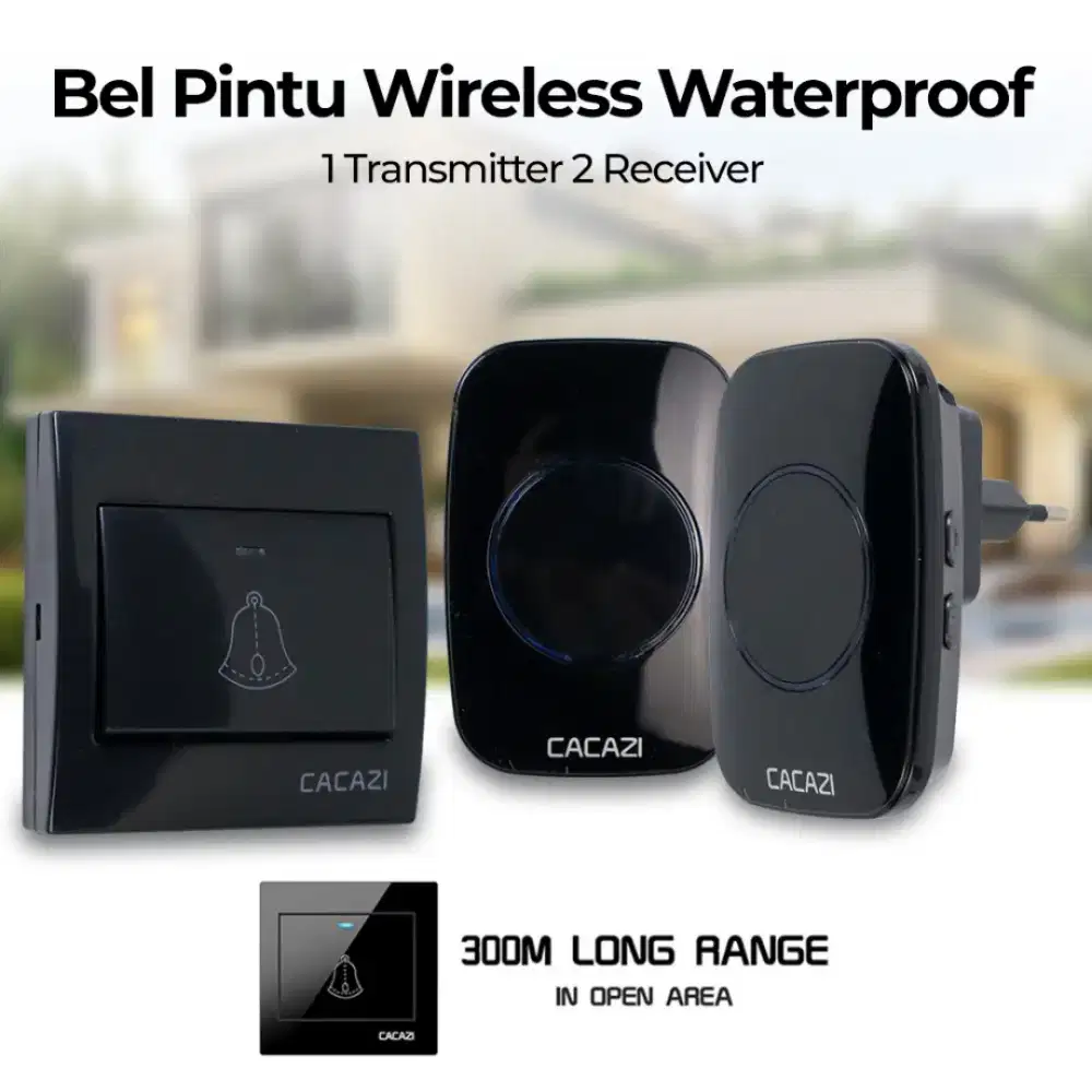 cacazi bell pintu wireless waterproof 1  transmitter 2 receiver
