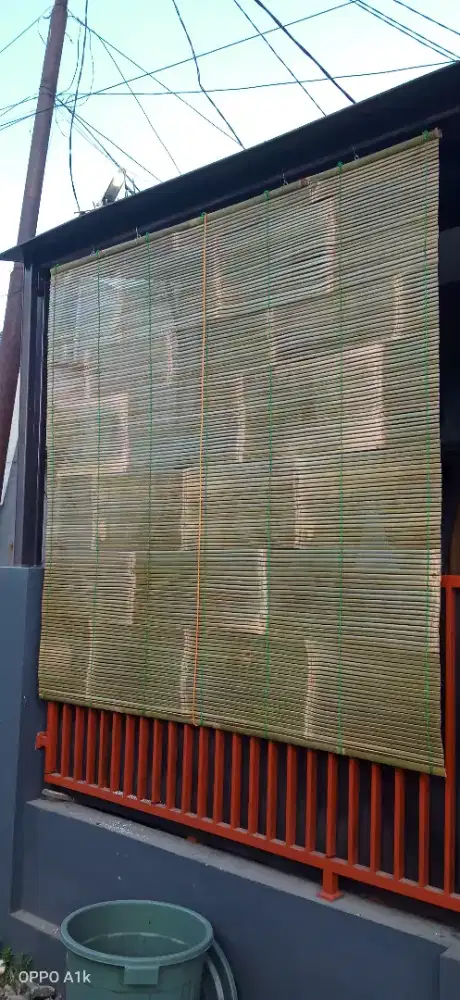 Tirai kayu krey kayu bambu tipe tali anyaman tebal