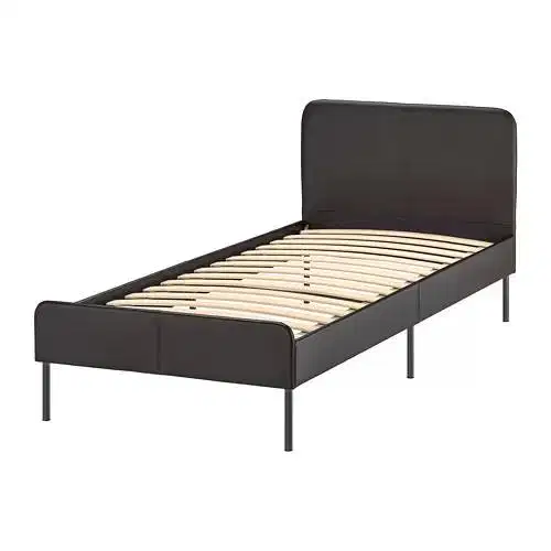 Ranjang SLATTUM IKEA tempat tidur berpelapis, bomstad hitam, 90x200 cm