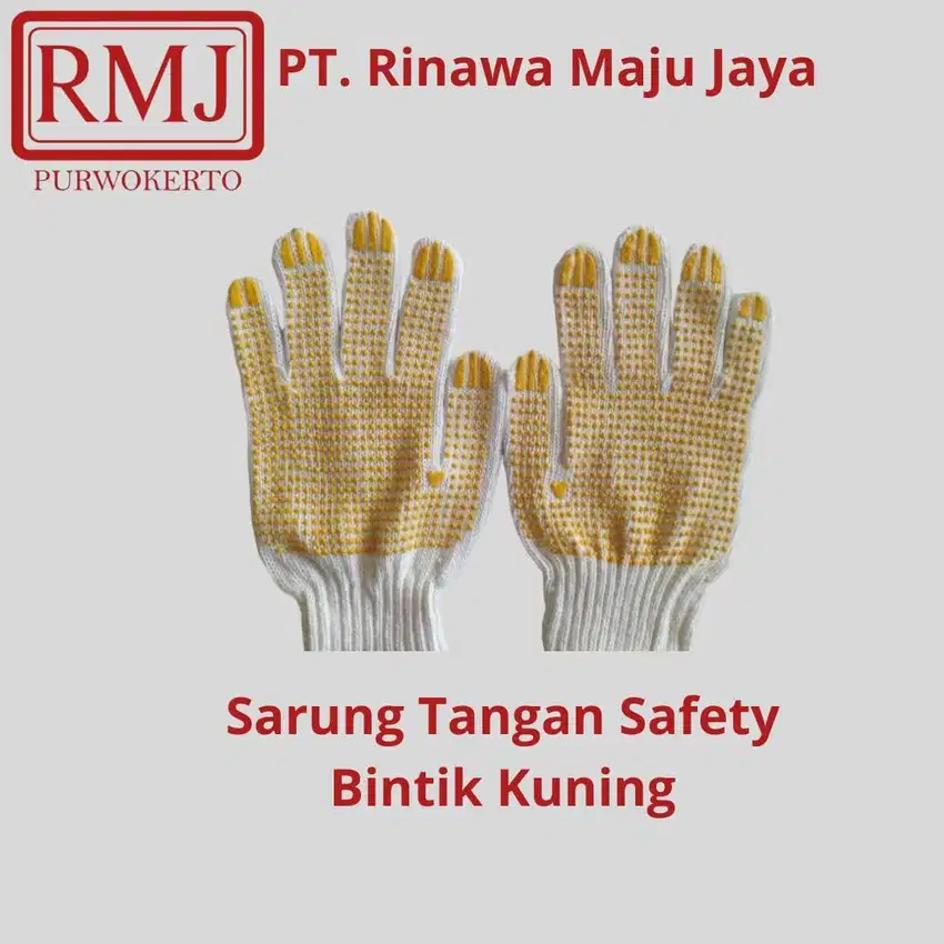 Sarung Tangan Bintik Kuning / Sarung Tangan Benang Katun Bintik