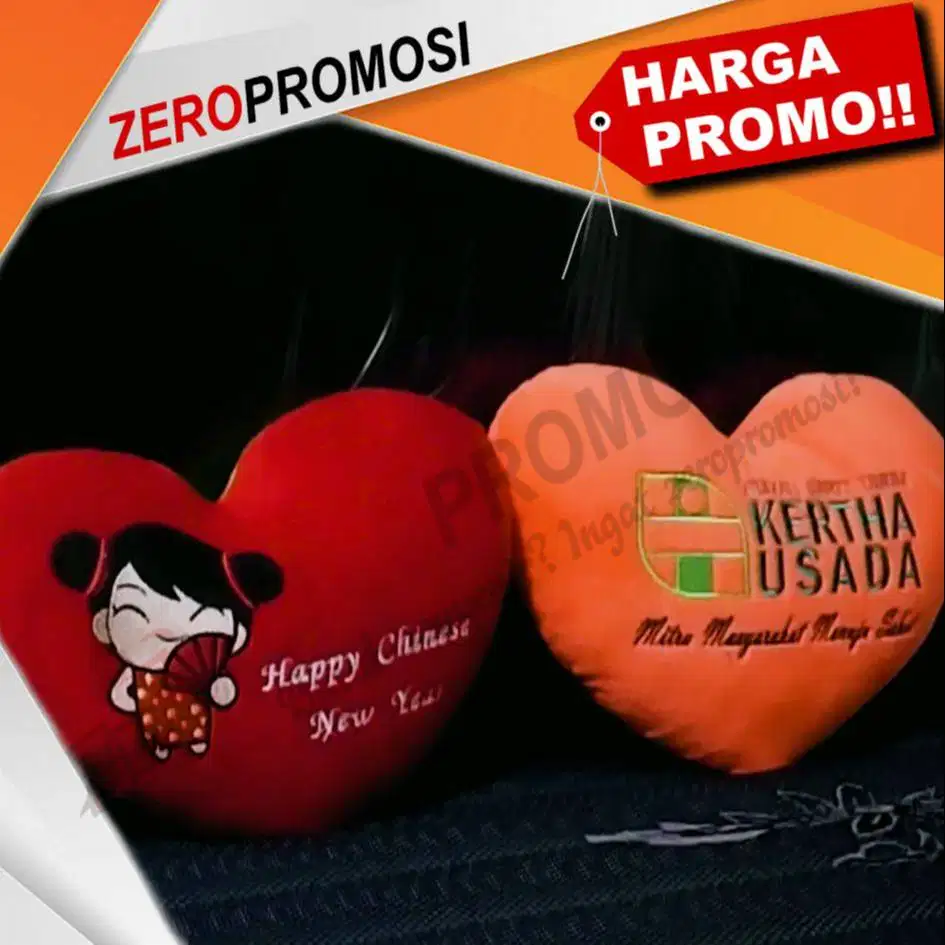 Souvenir Bantal Love Bordir Custom Promosi
