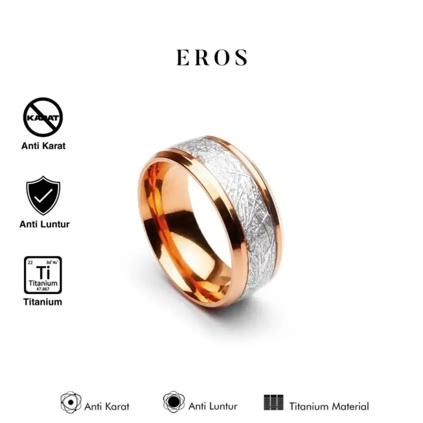 Premium Ring EROS Real Titanium Anti Karat Cincin Titanium Pria Wanita