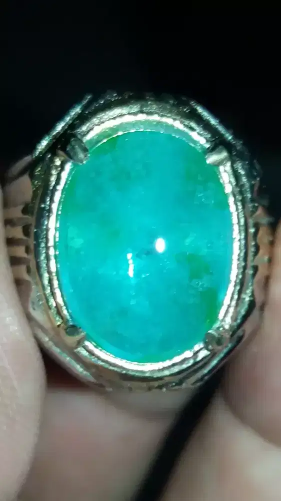 Jual Batu Cincin Permata Oval Green Emerald Crystal Good Condition