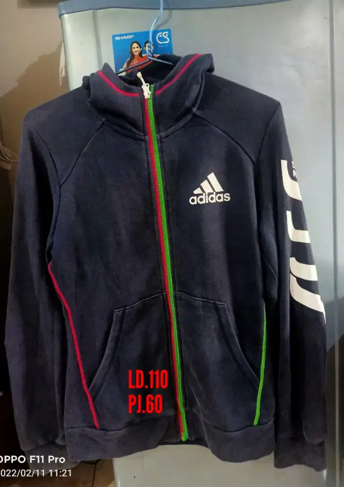 Tracktop jaket Adidas hoddie original bahan katun tebal