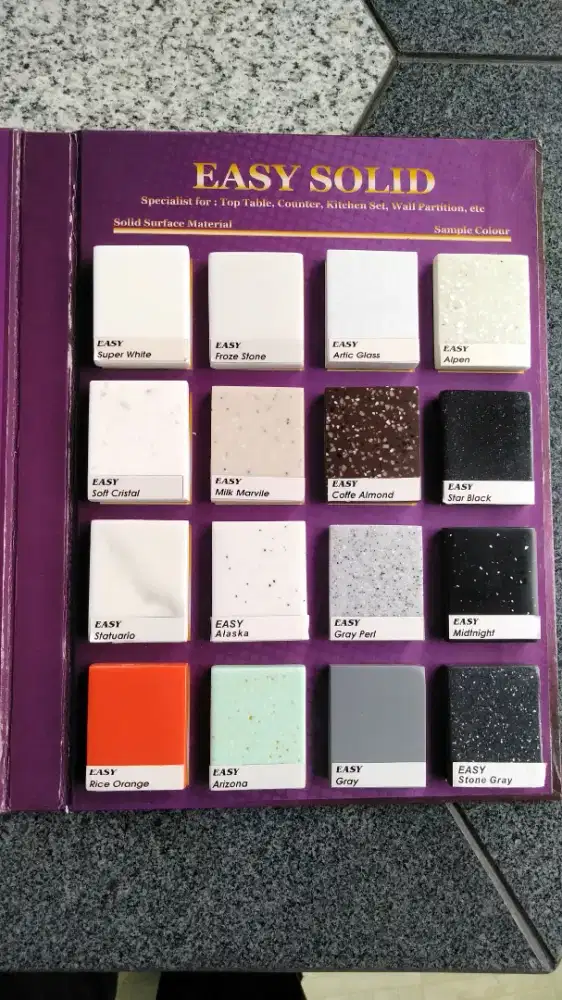 Snow white solid surface