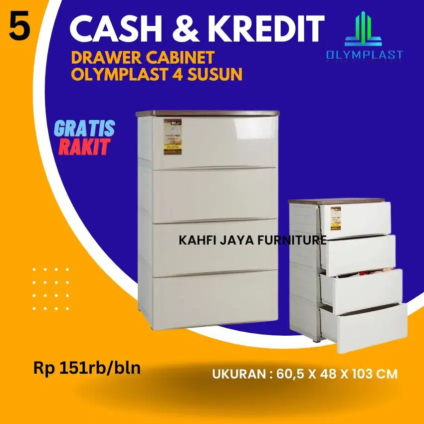 Kredit Lemari Plastik Drawer Kabinet 4 Susun Olymplast Tanpa DP