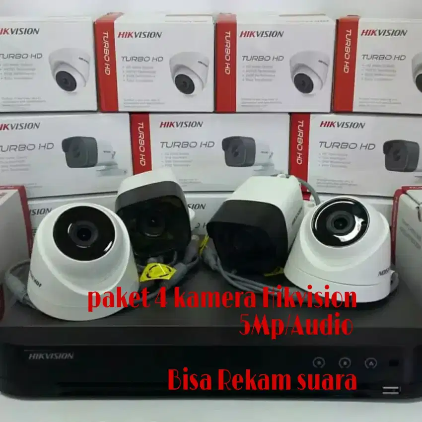 Paket 4 kamera cctv Hikvision 5 Mp Audio bisa rekam suara