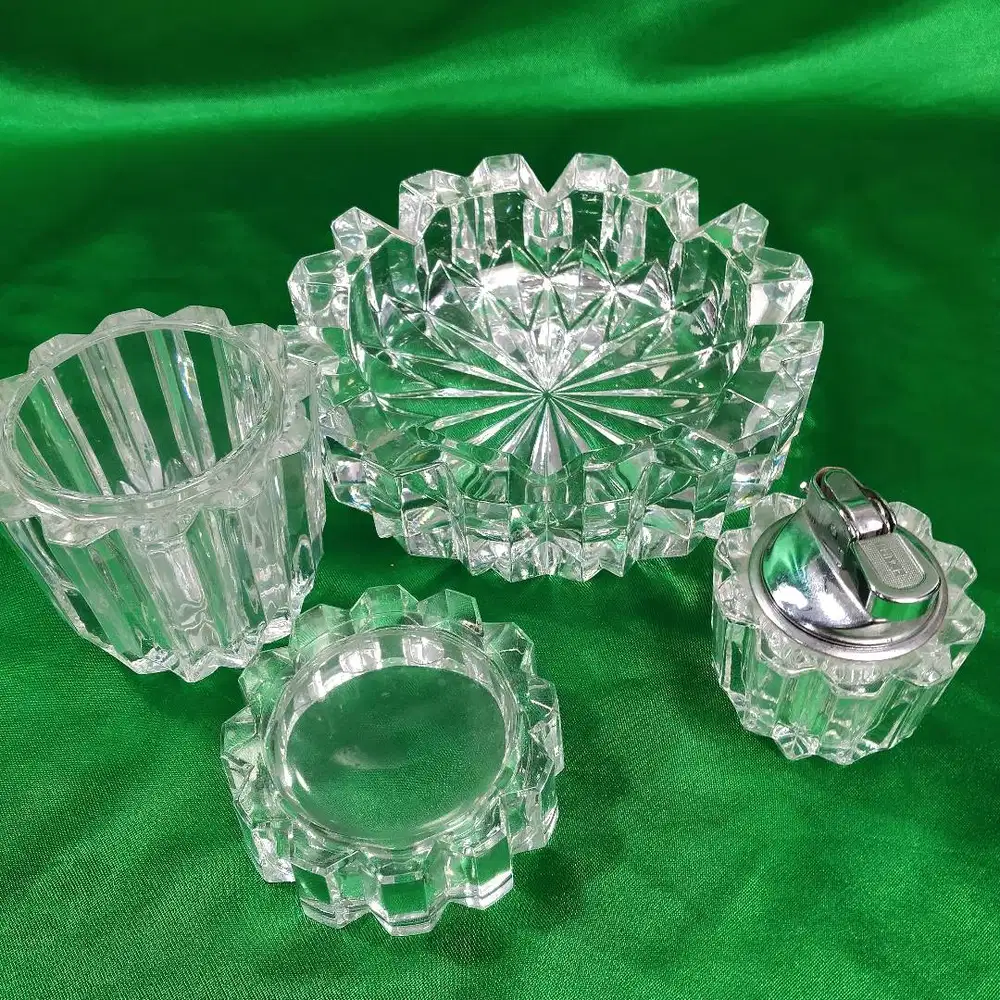 HOYA Cristal (Japan) Ashtray, Lighter, Rack, Set NAS4810/ Set Merokok
