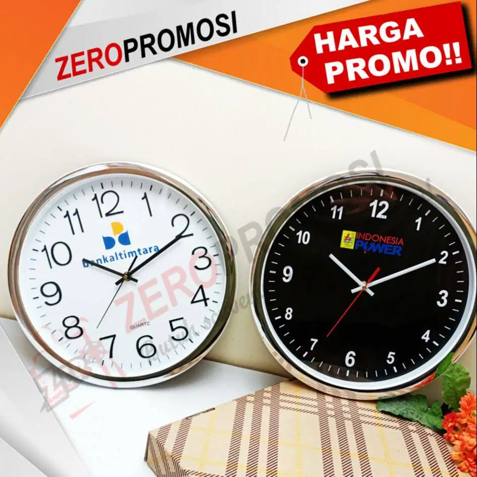 Souvenir Jam Dinding Chrome Stainless Mewah Kode 2038HS Murah