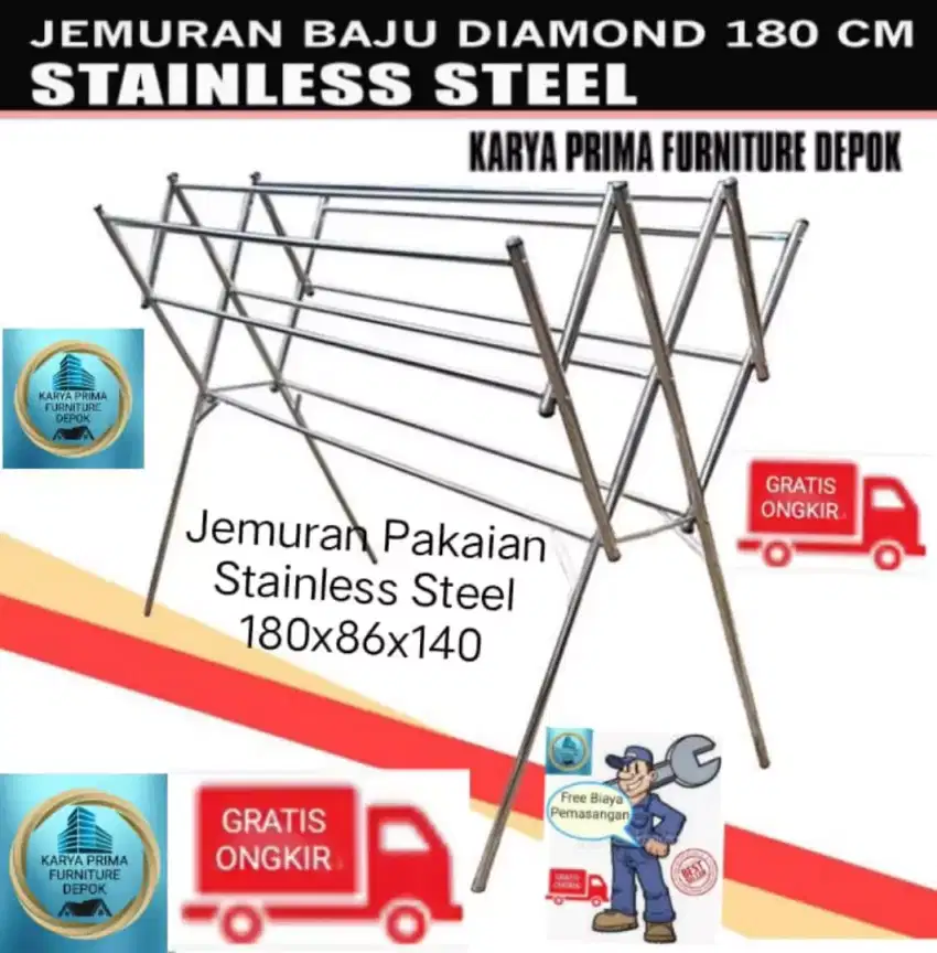 Jemuran stainess steel kuat dan awet, 580rb free ongkir,  bayar COD,