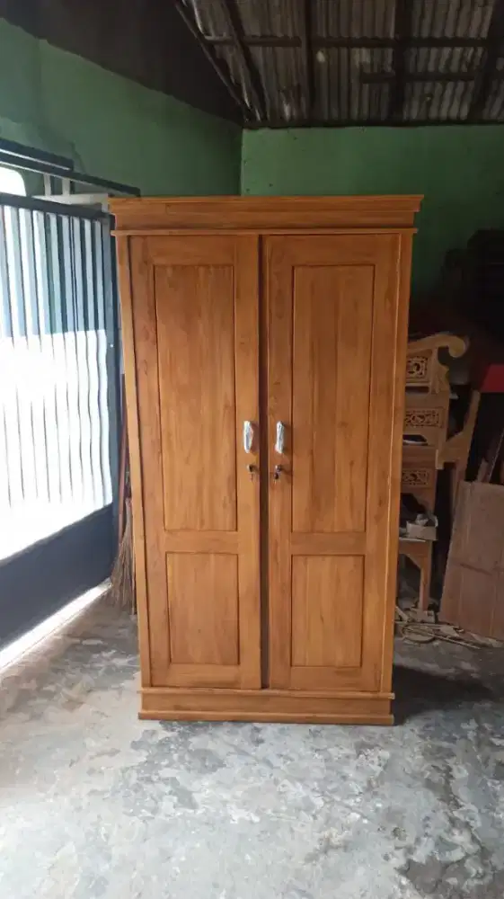 Lemari Pintu 2 Kayu Jati Finishing Melamic Alusan