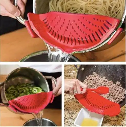 Saringan Silicone Jepit Wajan meniriskan kuah cuci beras buah strainer