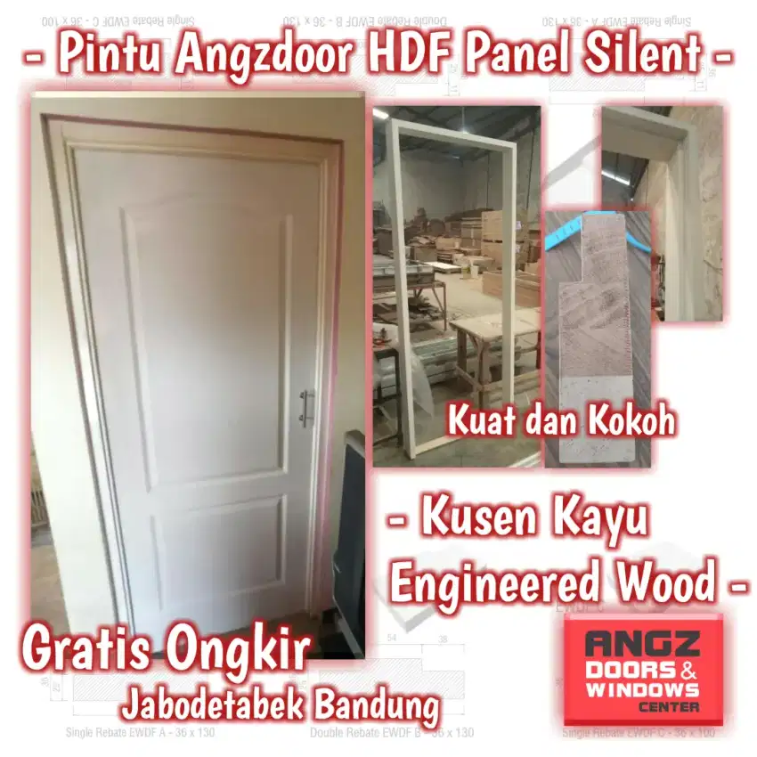 Prehung Pintu Angzdoor HDF Set Kusen Kayu Set Engsel Garansi 1 Tahun