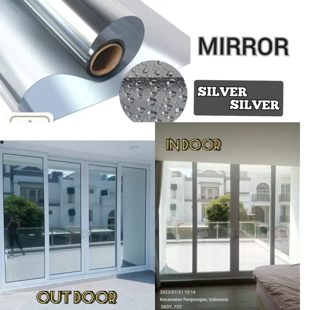 Kaca Film Oneway Silver/Sticker Kaca Film Cermin Rumah dan Gedung
