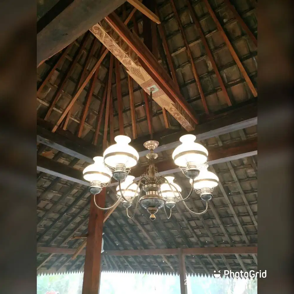 Lampu gantung cabang kuningan antik lampu gantung joglo