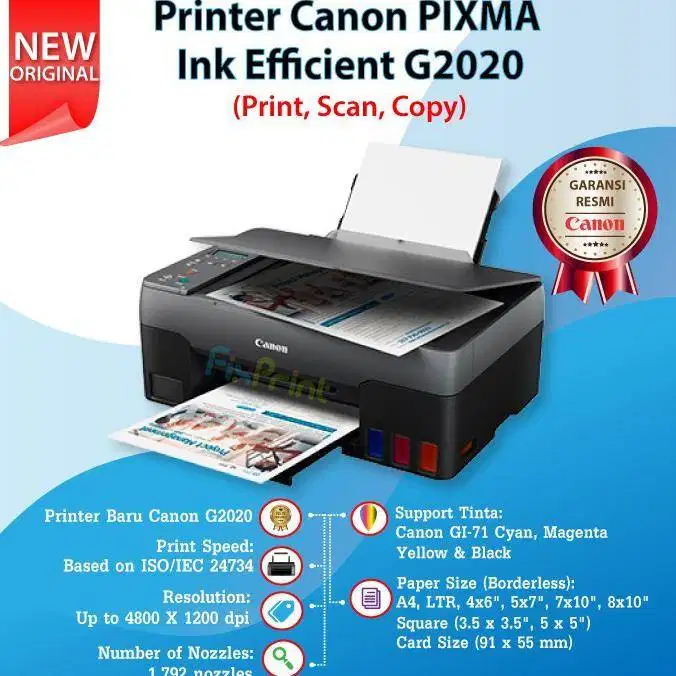 Printer Canon G2020 Print,Scan,Copy Infus Pabrikan GRATIS ONGKIR