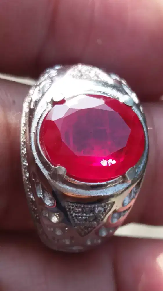 Jual Batu Cincin Permata Red Delima Ruby Cutting Good Perfomance