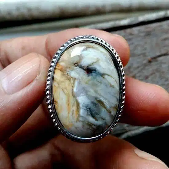 Cincin Artistik Natural Akik Gambar Corak Wajah JSP-136