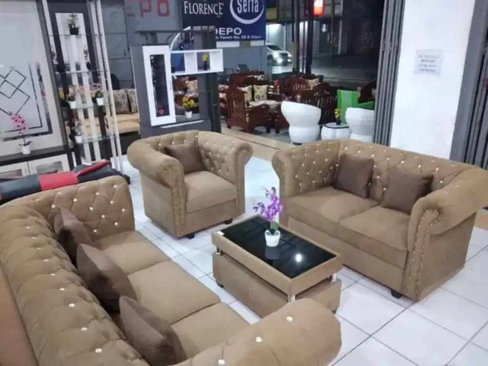 Sofa mewah idaman kancing seribu